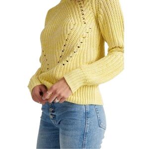 Lucky Brand Women’s Pullover Diamond Cable Knit Sweater Lemonade Size XS